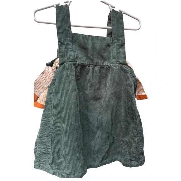 Zara Kids Green Corduroy Overalls Dress 18-24M - Picture 2 of 6